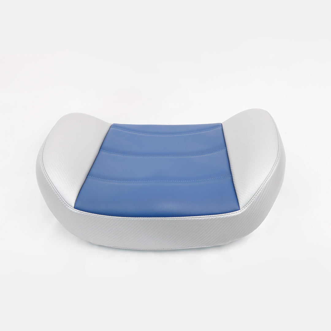 High-back, custom upholstered, seat cushion set for S2 or S3 drop-down seat. Colour: Navy blue and silver